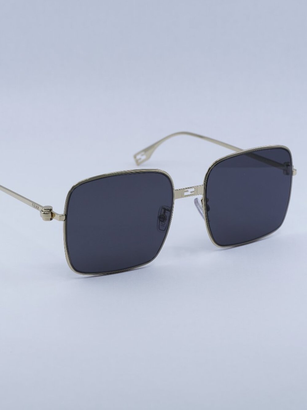 Fendi FE40123U 30A Sunglasses Gold Square Frame, Smoke Lenses